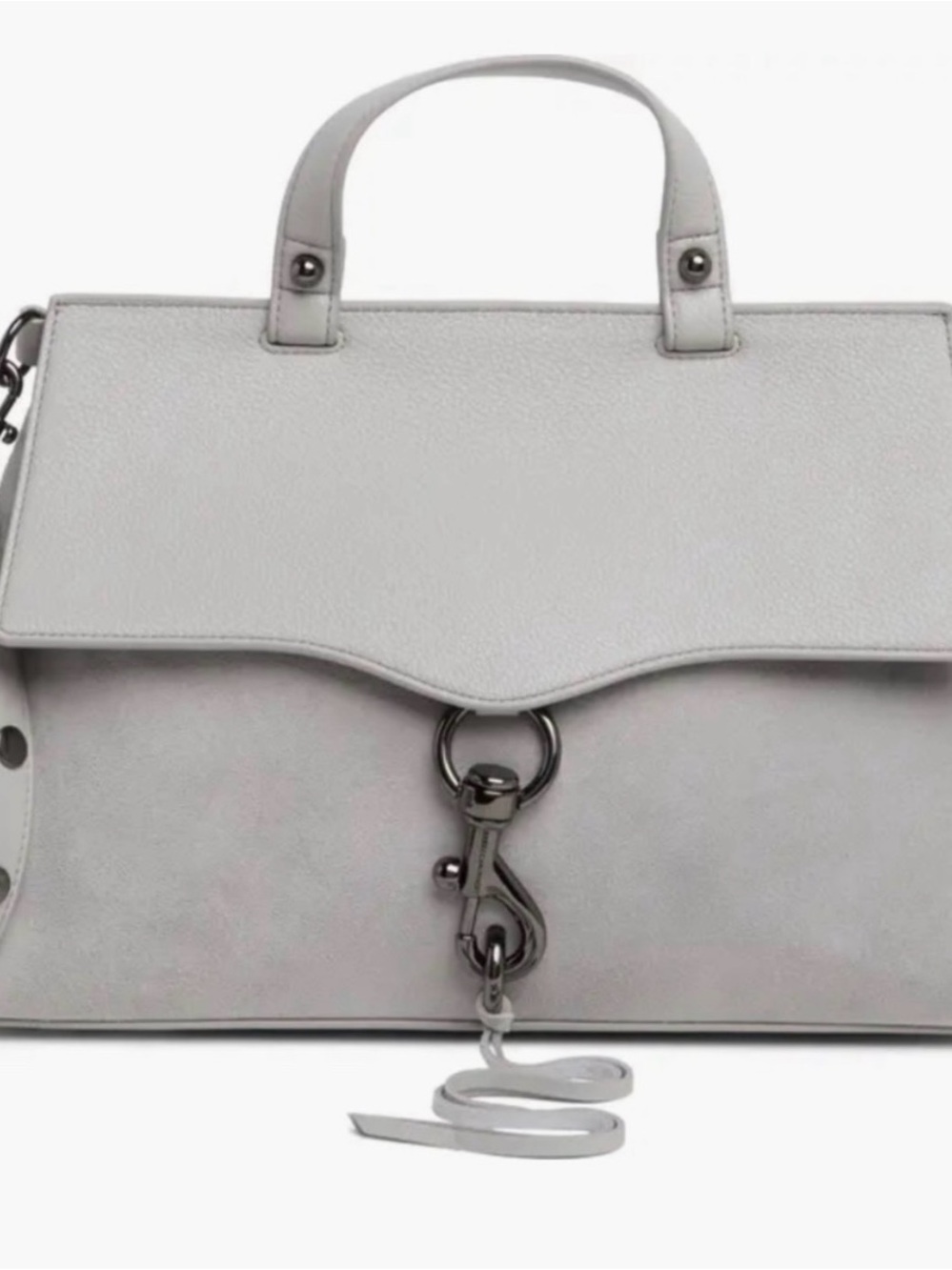 Rebecca Minkoff Light Gray Top-Handle Satchel with Signature Clasp